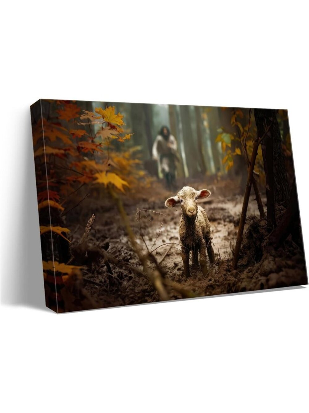 Christian Wall Art - Jesus & Lamb Decor, Perfect Baptism Gift & Home Blessing